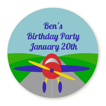  Airplane - Round Personalized Birthday Party Sticker Labels 