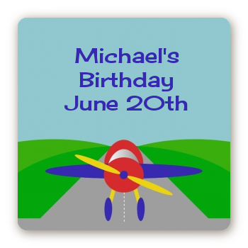 Airplane - Square Personalized Birthday Party Sticker Labels