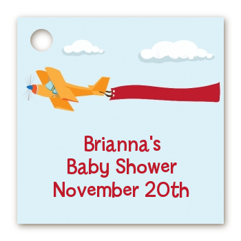 Airplane in the Clouds - Personalized Baby Shower Card Stock Favor Tags