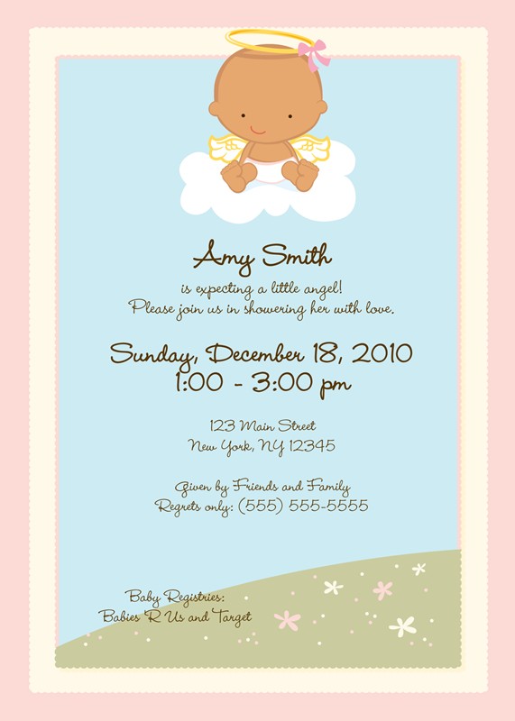  Angel in the Cloud Girl - Baby Shower Invitations 