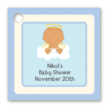 Angel in the Cloud Boy Hispanic - Personalized Baby Shower Card Stock Favor Tags