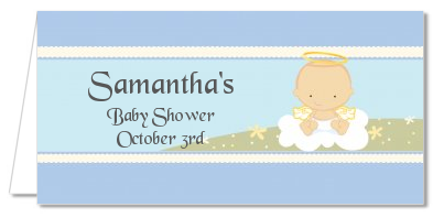 Angel in the Cloud Boy - Personalized Baby Shower Place Cards