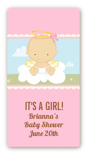  Angel in the Cloud Girl - Custom Rectangle Baby Shower Sticker/Labels Caucasian