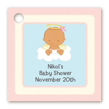 Angel in the Cloud Girl Hispanic - Personalized Baby Shower Card Stock Favor Tags