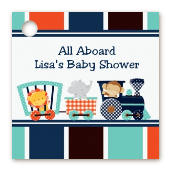 Animal Train - Personalized Baby Shower Card Stock Favor Tags