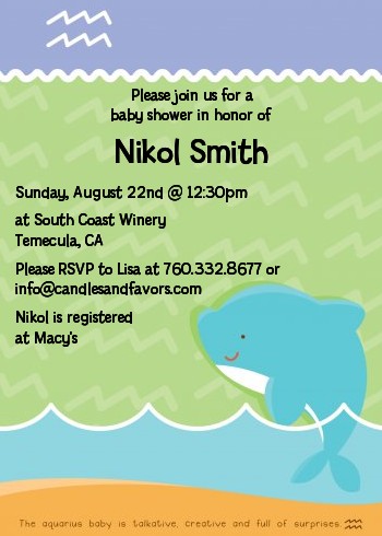 Dolphin | Aquarius Horoscope - Baby Shower Invitations