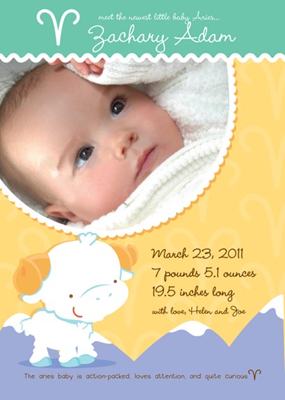 Ram | Aries Horoscope - Birth Announcement Photo Card