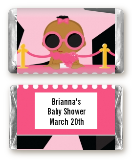  A Star Is Born Hollywood Black|Pink - Personalized Baby Shower Mini Candy Bar Wrappers African American