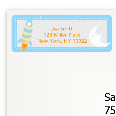 Rocket Ship - Baby Shower Return Address Labels