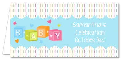 Baby Blocks Blue - Personalized Baby Shower Place Cards