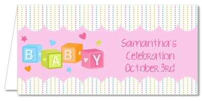 Baby Blocks Pink - Personalized Baby Shower Place Cards