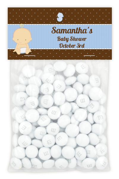 Baby Boy Caucasian - Custom Baby Shower Treat Bag Topper