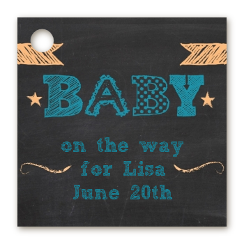 Baby Boy Chalk Inspired - Personalized Baby Shower Card Stock Favor Tags