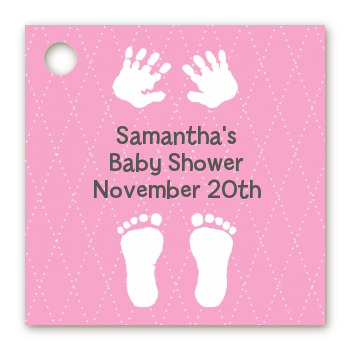 Baby Feet Pitter Patter Pink - Personalized Baby Shower Card Stock Favor Tags