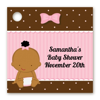 Baby Girl African American - Personalized Baby Shower Card Stock Favor Tags