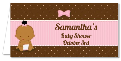 Baby Girl African American - Personalized Baby Shower Place Cards