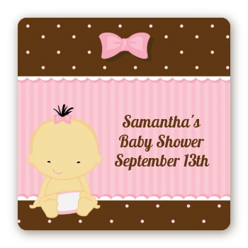 Baby Girl Asian - Square Personalized Baby Shower Sticker Labels