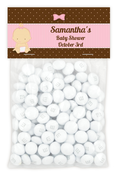 Baby Girl Caucasian - Custom Baby Shower Treat Bag Topper