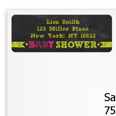 Baby Girl Chalk Inspired - Baby Shower Return Address Labels