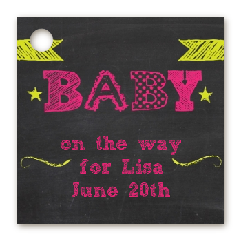 Baby Girl Chalk Inspired - Personalized Baby Shower Card Stock Favor Tags