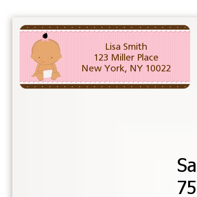 Baby Girl Hispanic - Baby Shower Return Address Labels