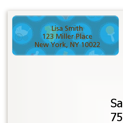 Baby Icons Blue - Baby Shower Return Address Labels