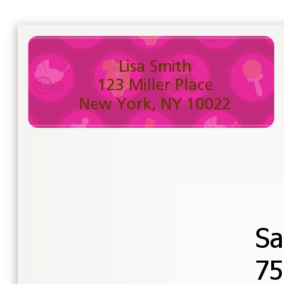 Baby Icons Pink - Baby Shower Return Address Labels