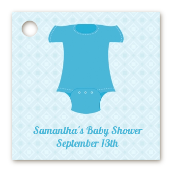 Baby Outfit Blue - Personalized Baby Shower Card Stock Favor Tags