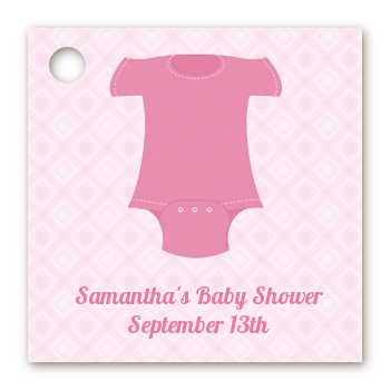 Baby Outfit Pink - Personalized Baby Shower Card Stock Favor Tags
