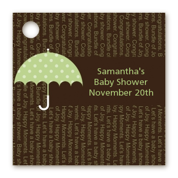 Baby Sprinkle Umbrella Green - Personalized Baby Shower Card Stock Favor Tags