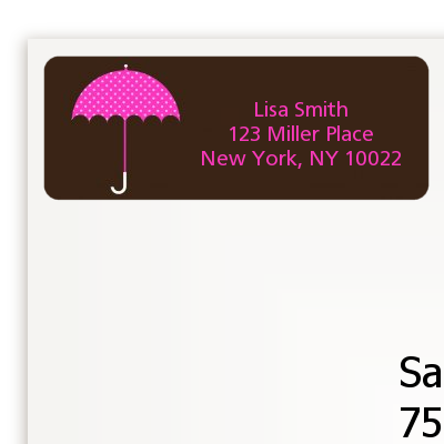 Baby Sprinkle Umbrella Pink - Baby Shower Return Address Labels