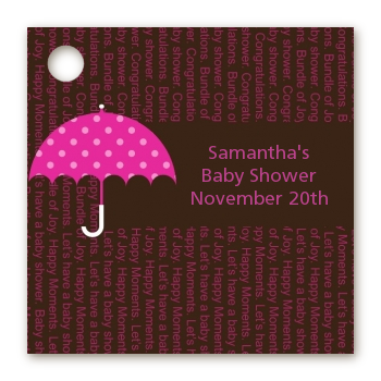 Baby Sprinkle Umbrella Pink - Personalized Baby Shower Card Stock Favor Tags
