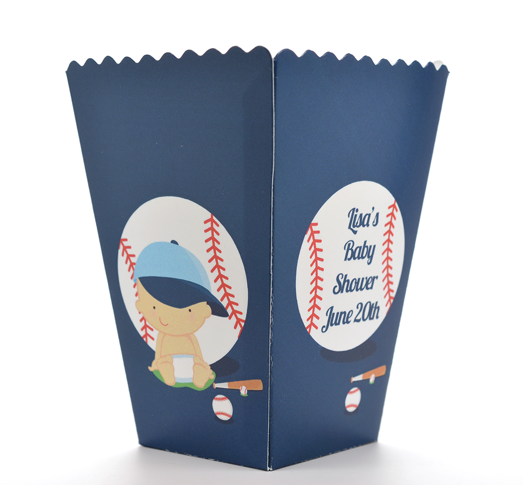  Future Baseball Player - Personalized Baby Shower Popcorn Boxes 