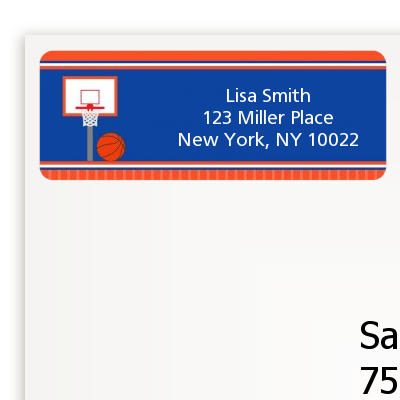 Basketball Jersey Blue and Orange - Birthday Party Return Address Labels