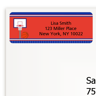 Basketball Jersey Blue and Red - Birthday Party Return Address Labels