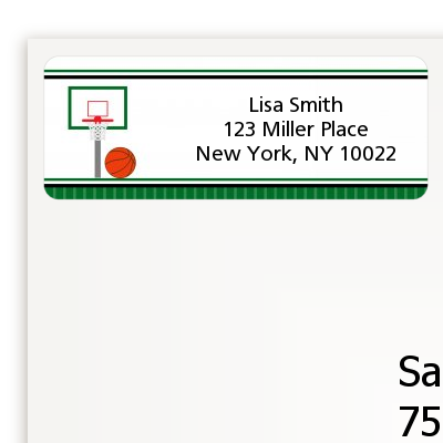 Basketball Jersey Green and White - Birthday Party Return Address Labels