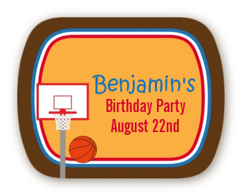 Basketball - Personalized Birthday Party Rounded Corner Stickers