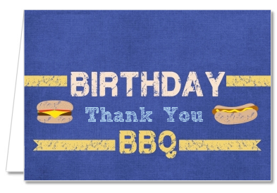 BBQ Hotdogs and Hamburgers - Birthday Party Thank You Cards