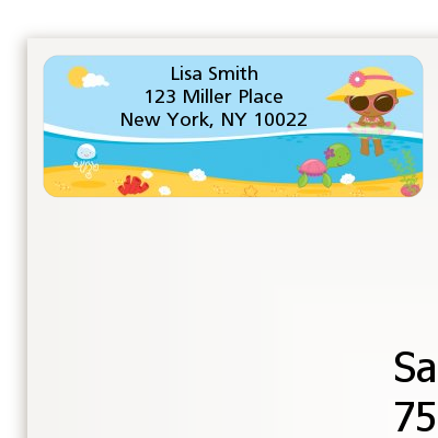 Beach Baby African American Girl - Baby Shower Return Address Labels