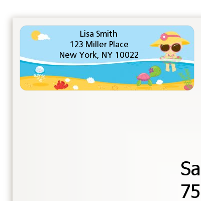 Beach Girl - Birthday Party Return Address Labels