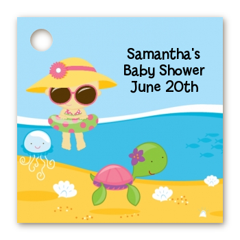 Beach Baby Girl - Personalized Baby Shower Card Stock Favor Tags