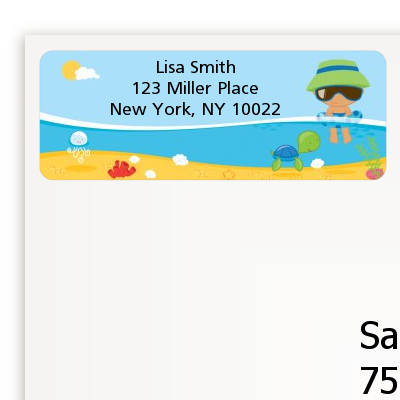 Beach Baby Hispanic Boy - Baby Shower Return Address Labels