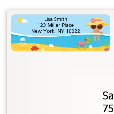 Beach Baby Hispanic Girl - Baby Shower Return Address Labels