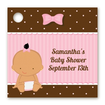 Baby Girl Hispanic - Personalized Baby Shower Card Stock Favor Tags