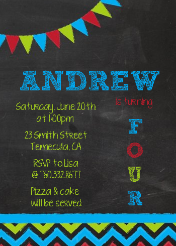 Birthday Boy Chalk Inspired - Birthday Party Invitations