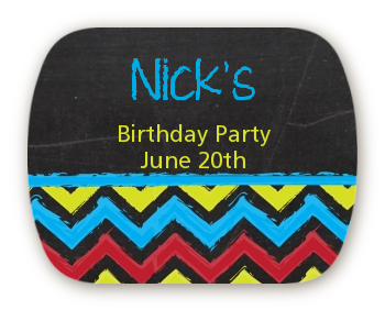 Birthday Boy Chalk Inspired - Personalized Birthday Party Rounded Corner Stickers