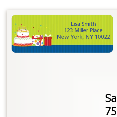 Birthday Cake - Birthday Party Return Address Labels