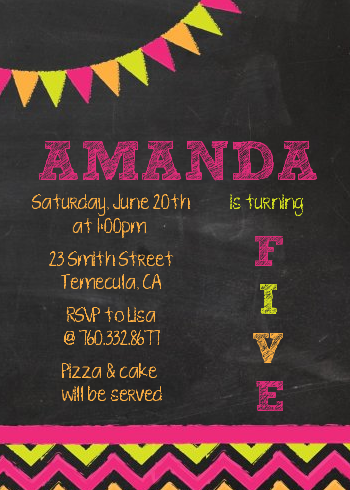 Birthday Girl Chalk Inspired - Birthday Party Invitations