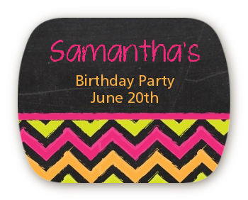 Birthday Girl Chalk Inspired - Personalized Birthday Party Rounded Corner Stickers