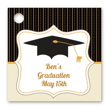 Black & Gold - Personalized Graduation Party Card Stock Favor Tags